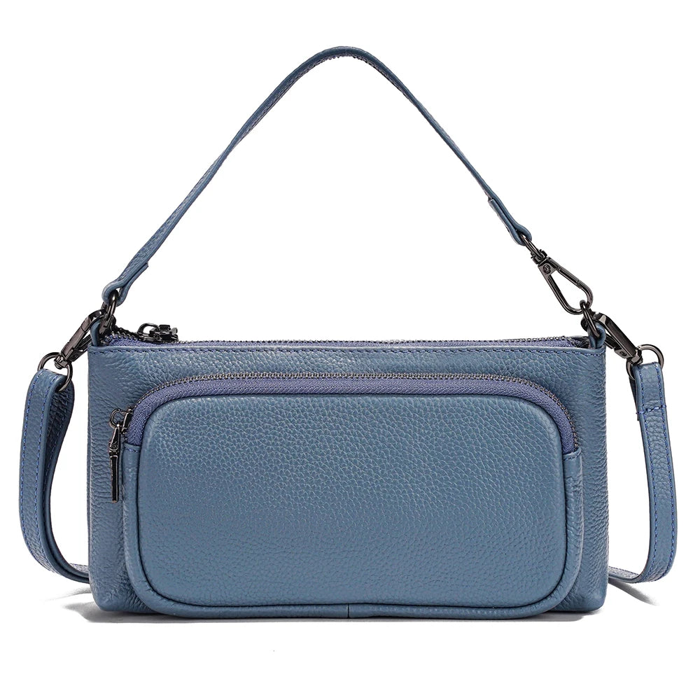 Bolso de hombro minimalista de cuero genuino