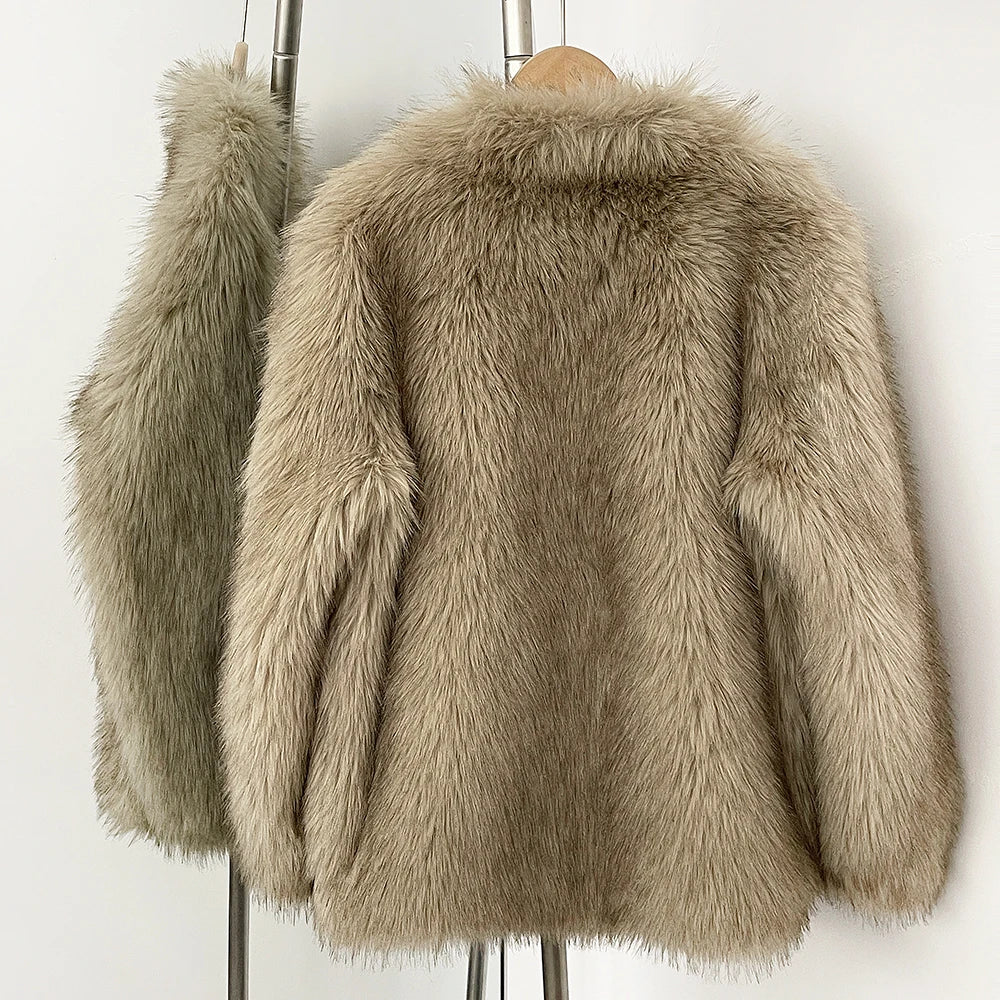 Cappotto Donna Faux Fox Fur