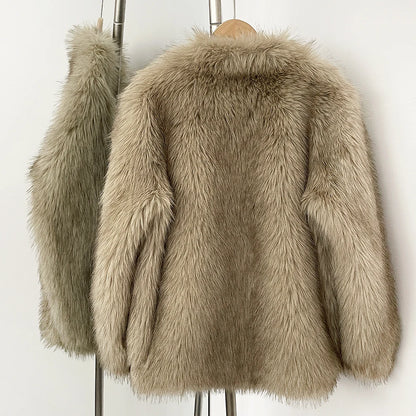 Cappotto Donna Faux Fox Fur