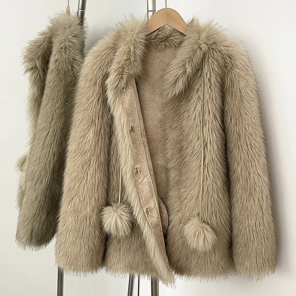 Cappotto Donna Faux Fox Fur