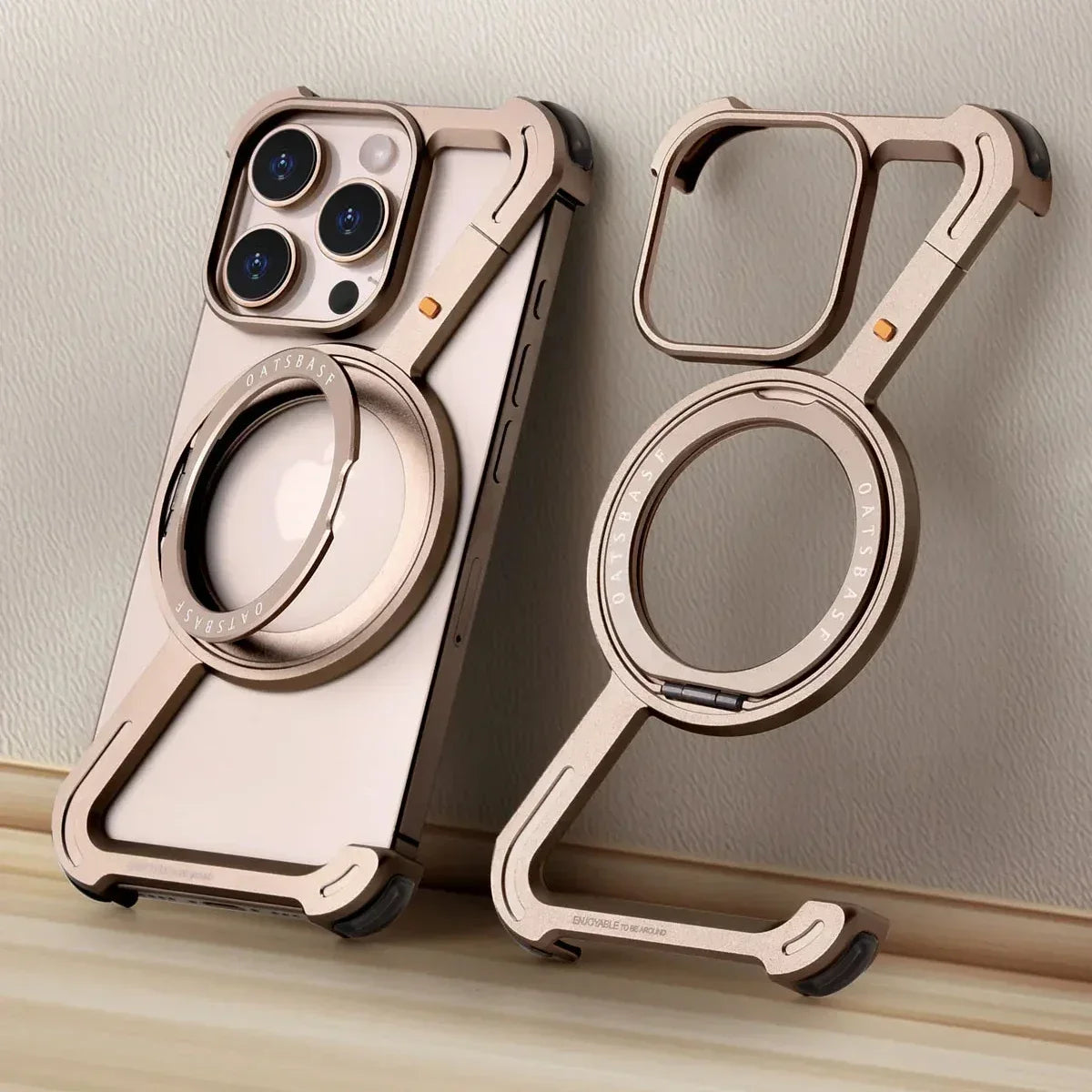 Magnetic MagSafe Metal Case with 360° Rotating Ring for iPhone 15