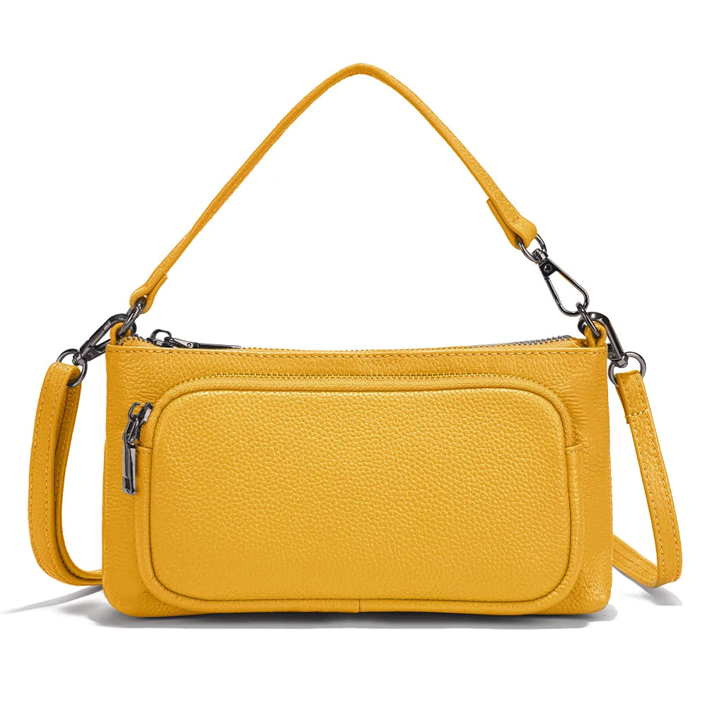 Bolso de hombro minimalista de cuero genuino