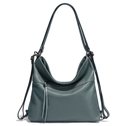 Bolso Convertible en Piel Verdadera — Azul