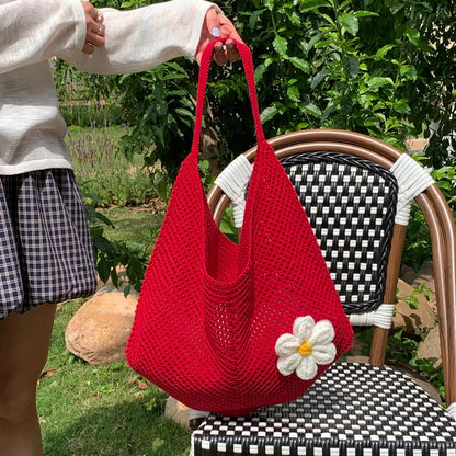 Borsa Estiva Intrecciata con Fiore