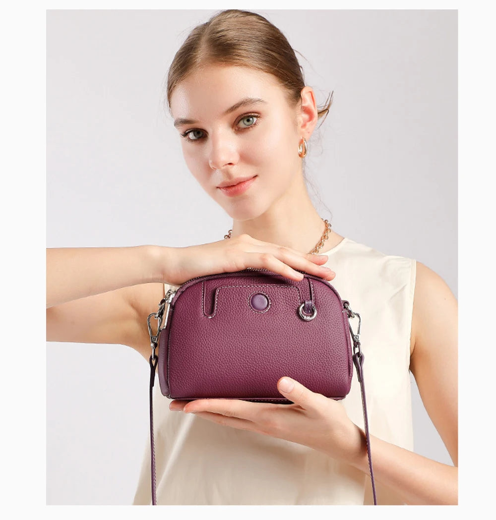 Bolso de hombro de cuero genuino