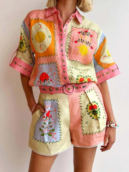 Completo Estivo Donna Camicia e Shorts