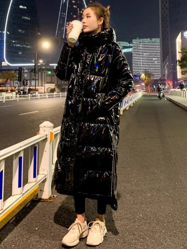 Piumino Lungo Donna Invernale Lucido