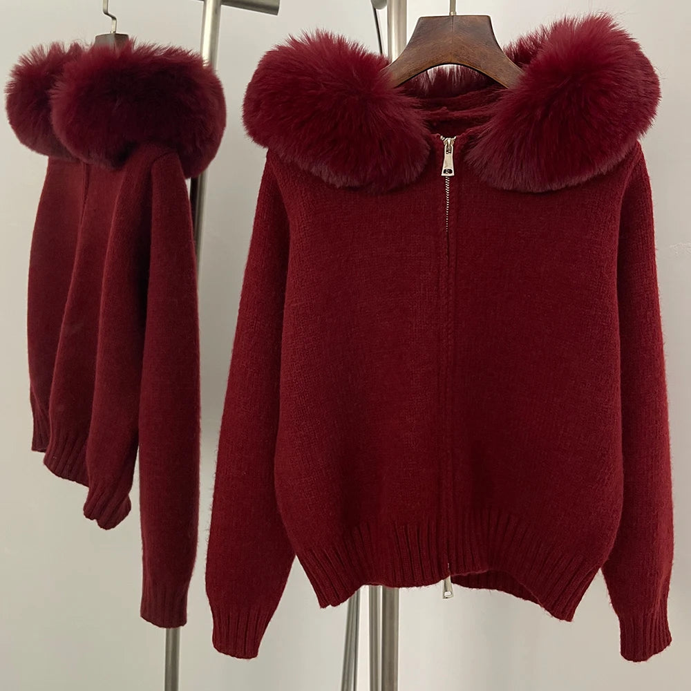 Cardigan Oversize Donna con Cappuccio