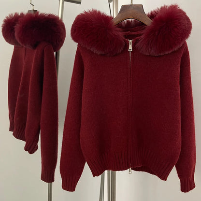 Cardigan Oversize Donna con Cappuccio