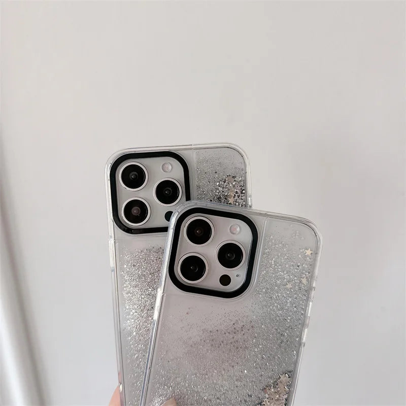 Custodia con Effetto Stelle Argento per iPhone