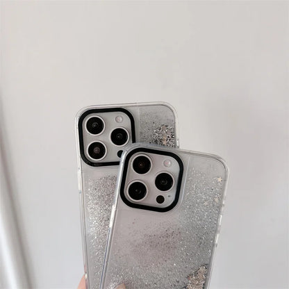 Custodia con Effetto Stelle Argento per iPhone