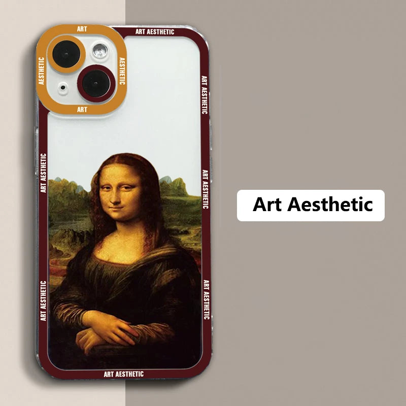 Funda transparente con diseño artístico para iPhone 14