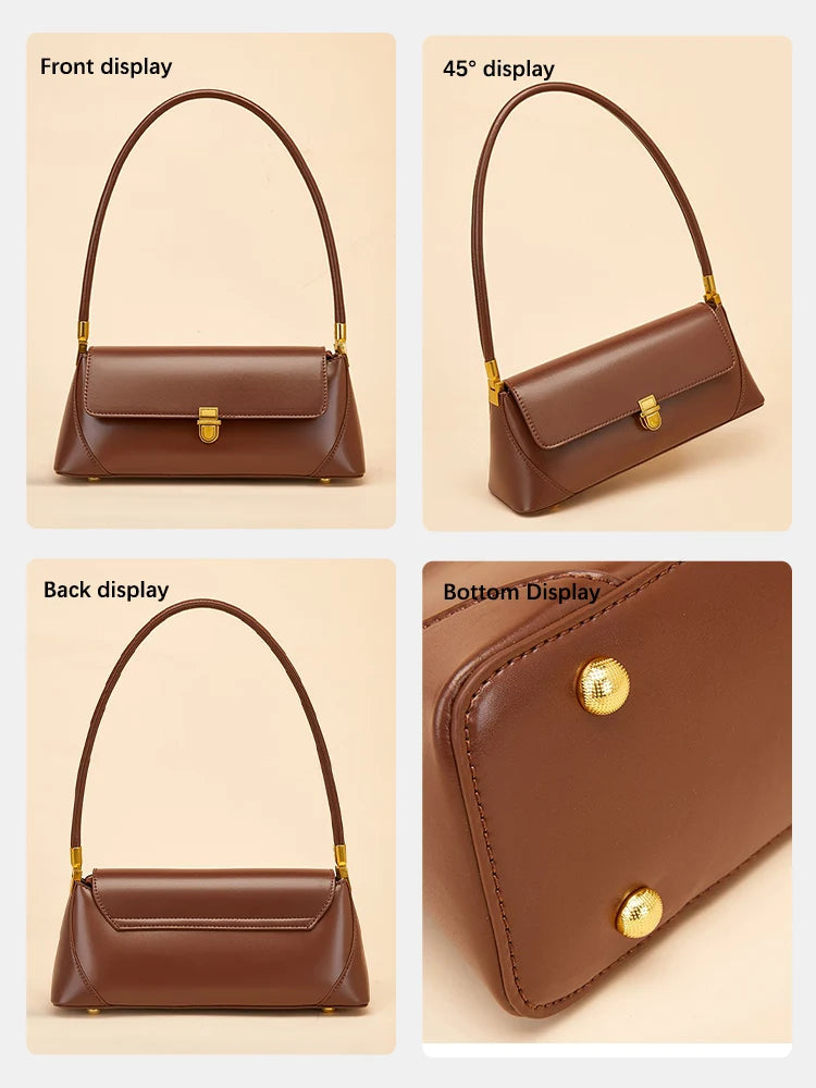 Bolso de hombro de cuero estilo francés