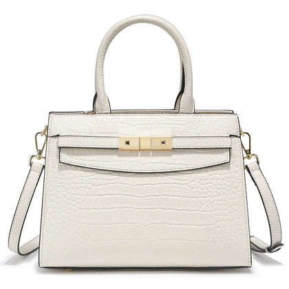 Bolso de Cuero Genuino con Textura Elegante — Blanco