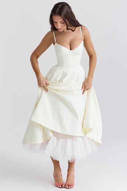 Abito Midi A-Line con Scollo Cuore