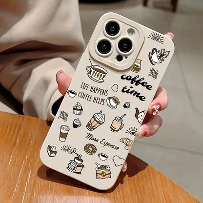 Case with "Coffee Time" design for iPhone 16