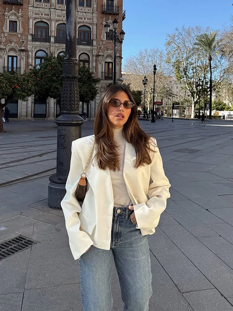 Giacca Corta Donna con Scollo a V