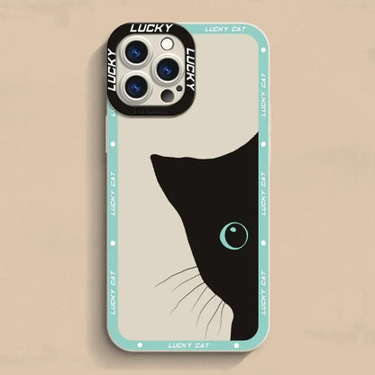 Funda protectora con diseño de gato de la suerte para iPhone 12