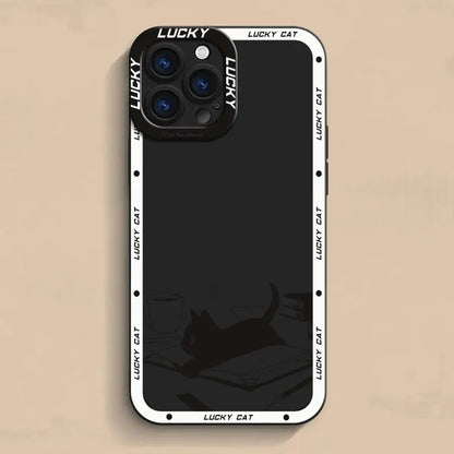 Funda protectora con diseño de gato de la suerte para iPhone 11