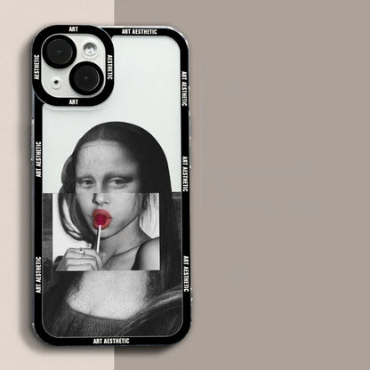 Transparent Case with Artistic Design for iPhone 16