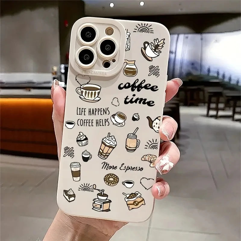 Case with "Coffee Time" design for iPhone 16