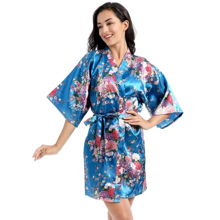 Kimono in Raso con Fiori