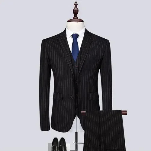 Completo a Righe Uomo 3 Pezzi Slim Fit