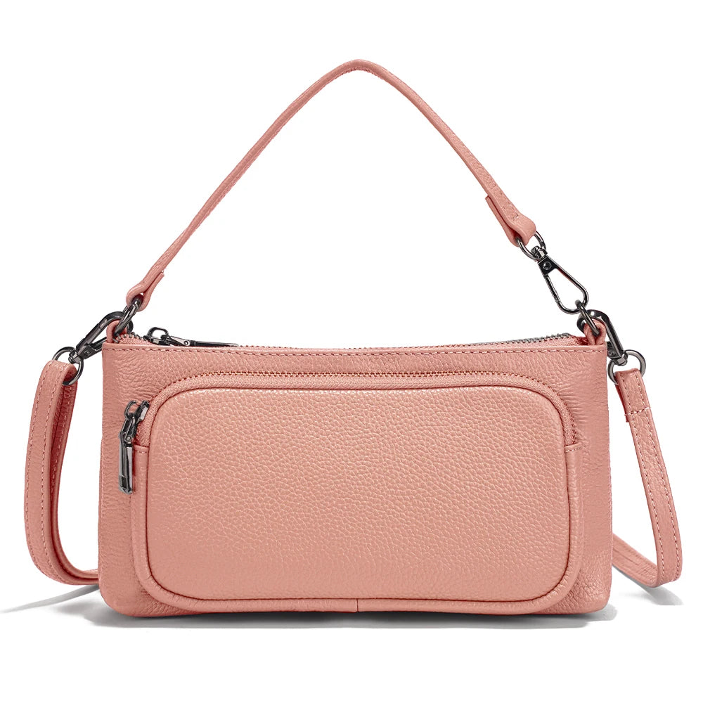 Bolso de hombro minimalista de cuero genuino