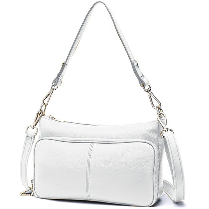 Bolso de hombro de cuero genuino — Blanco