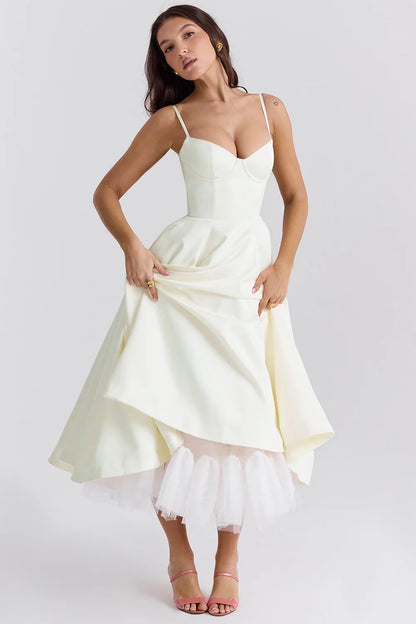 Abito Midi A-Line con Scollo Cuore