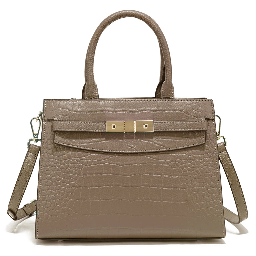 Borsa a Mano in Vera Pelle con Texture Elegante