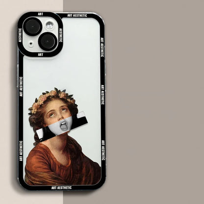 Transparent Case with Artistic Design for iPhone 16