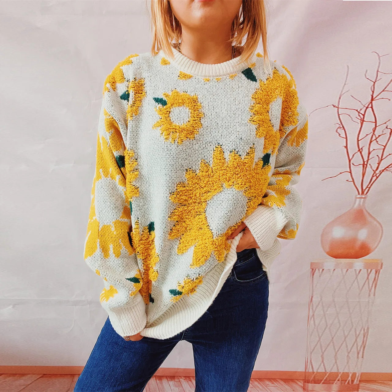 Maglione Ricamo Girasole