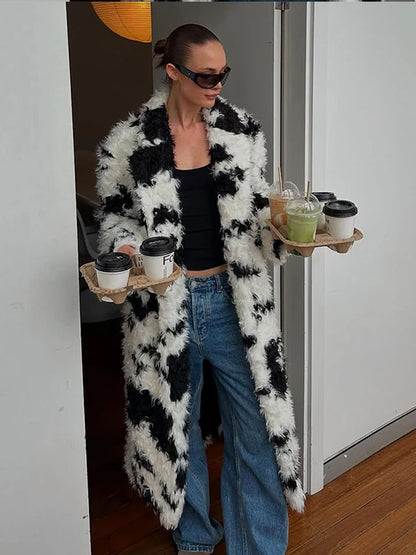 Cappotto Lungo Donna in Eco-Pelliccia