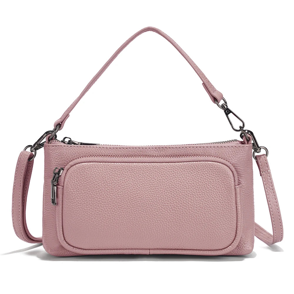 Bolso de hombro minimalista de cuero genuino