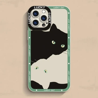 Funda protectora con diseño de gato de la suerte para iPhone 16