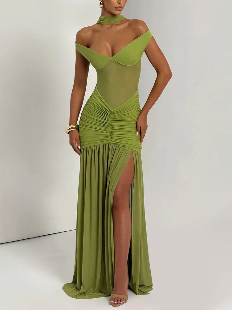 Maxi Dress Schiena Scoperta con Spacco