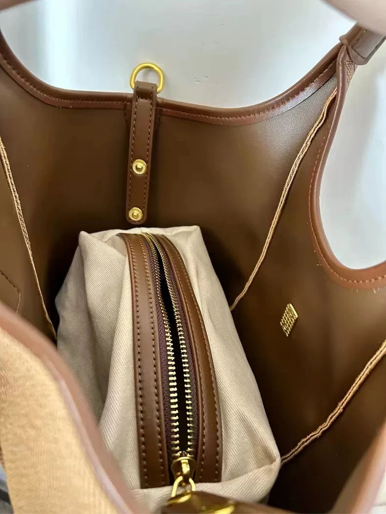 Bolso Saco Urban Chic de Lona y Piel