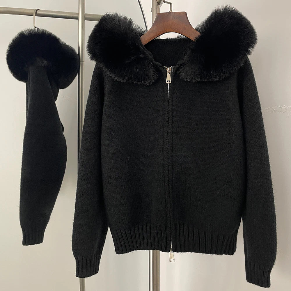 Cardigan Oversize Donna con Cappuccio