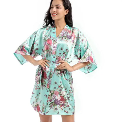 Kimono in Raso con Fiori