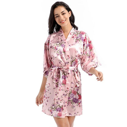 Kimono in Raso con Fiori