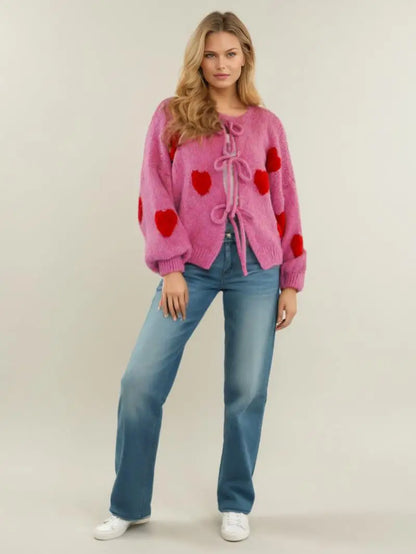 Cardigan con Ricamo Ciliegie