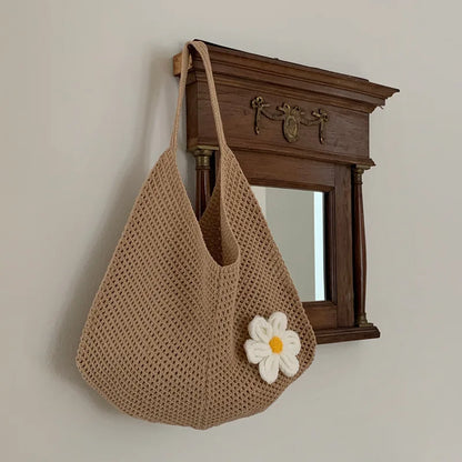 Borsa Estiva Intrecciata con Fiore