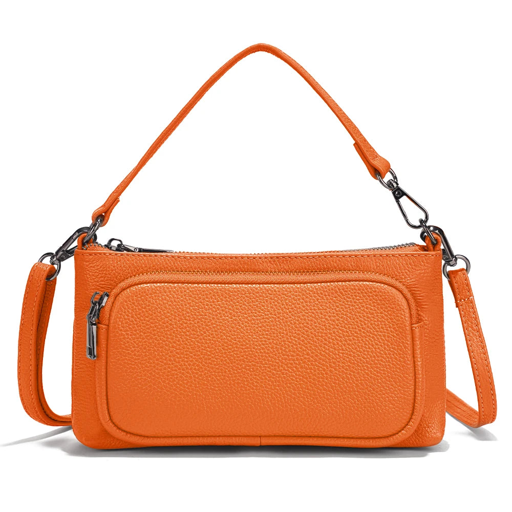 Bolso de hombro minimalista de cuero genuino