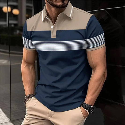 Polo Uomo a Righe con Bottoni