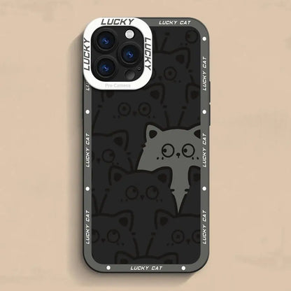 Funda protectora con diseño de gato de la suerte para iPhone 11