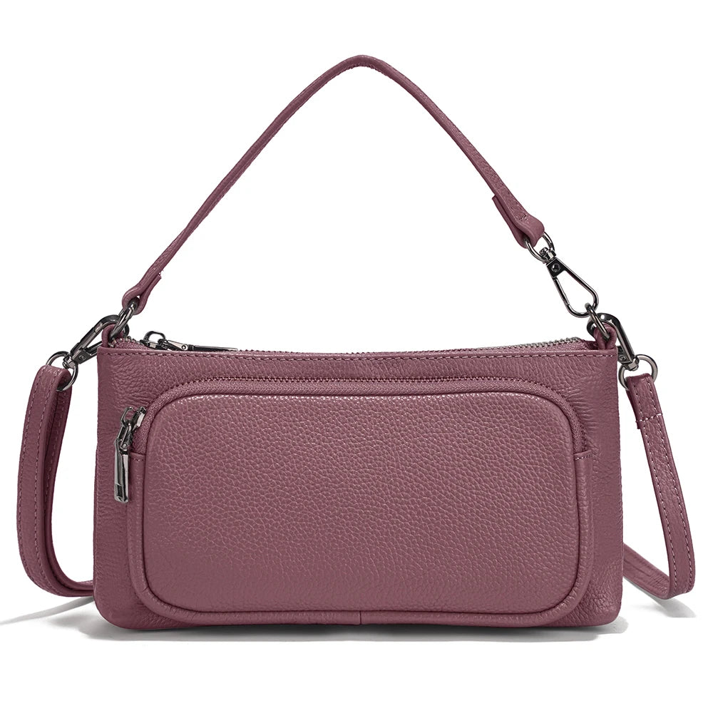 Bolso de hombro minimalista de cuero genuino