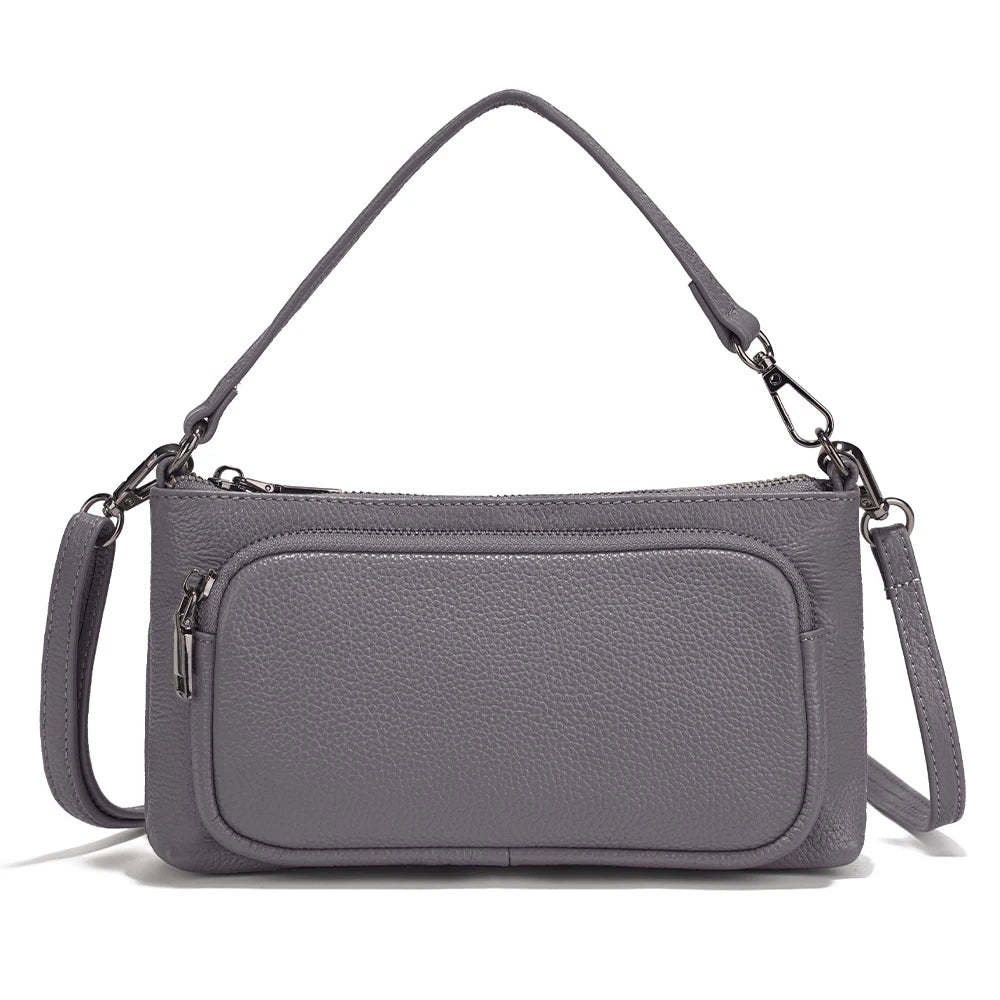 Bolso de hombro minimalista de cuero genuino