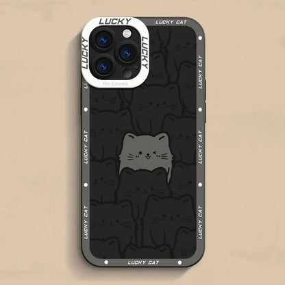 Funda protectora con diseño de gato de la suerte para iPhone 11