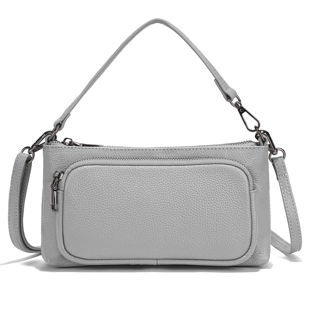 Bolso de hombro minimalista de cuero genuino